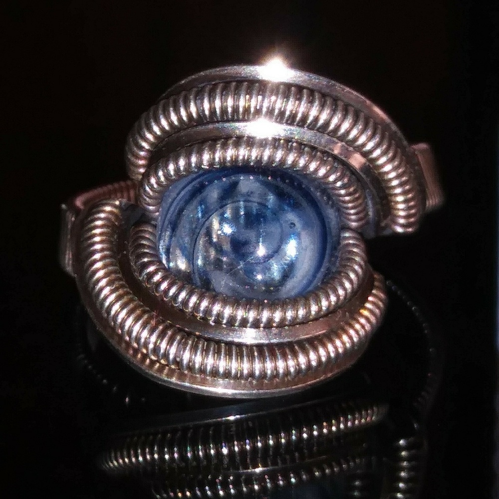 Silver Wire Wrapped Glass Ring - image 4
